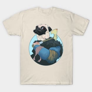 Viking Hunter Pug Dog with an Axe T-Shirt